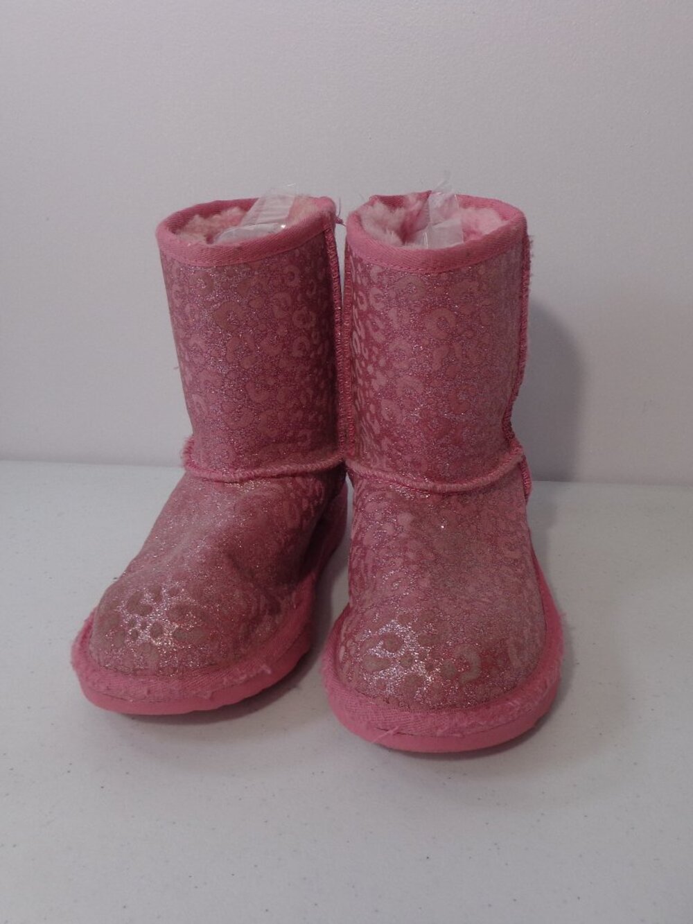 UGG 1112388K Classic II Glitter Leopard Wild Berry Shearling Boots Youth Size 1